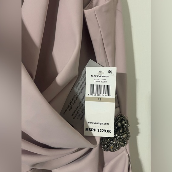 Alex Evenings Women's Slimming Short Ruched Dress with Ruffle, Size 12 - Picture 7 of 9